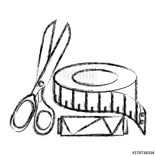 500x500 Sewing Thread Tubes With Scissors And Tape Measure Vector