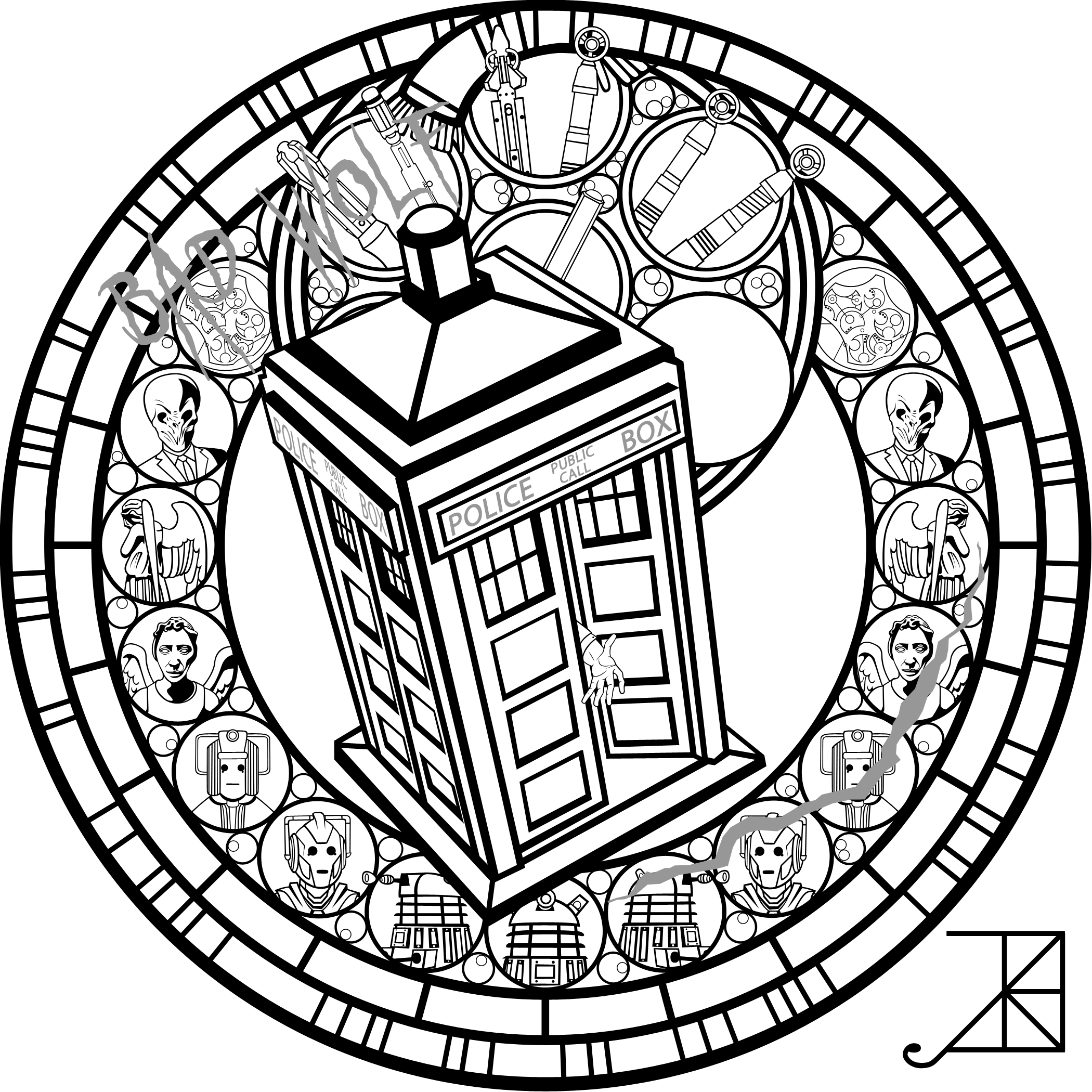 2100x2100 Collection Of Free Tardis Drawing Coloring Page Download On Ui Ex