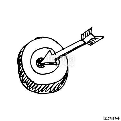 500x500 Hand Drawn Arrow In The Target Doodle Sketch Style Icon