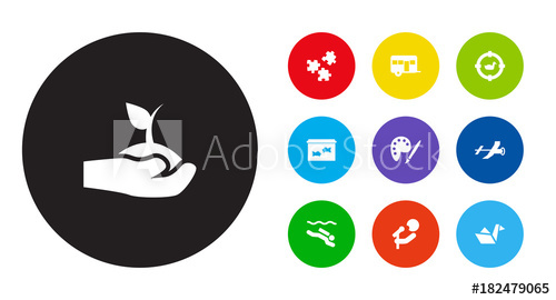 500x270 Set Of Lifestyle Icons Of Target, Drawing, Plant