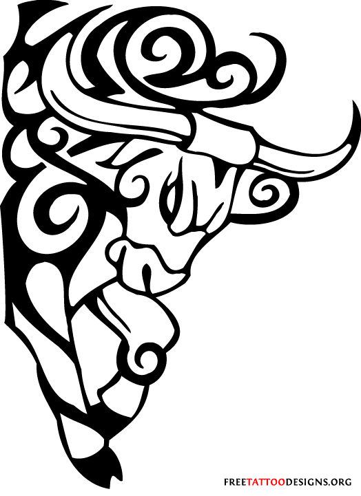 524x721 Bull Tattoo Art With Tribal Patterns Taurus Tattoo Bull