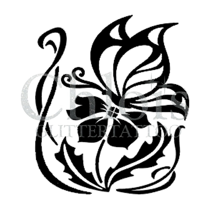 800x794 Flower Nature Stencils Butterfly Glittertattoo