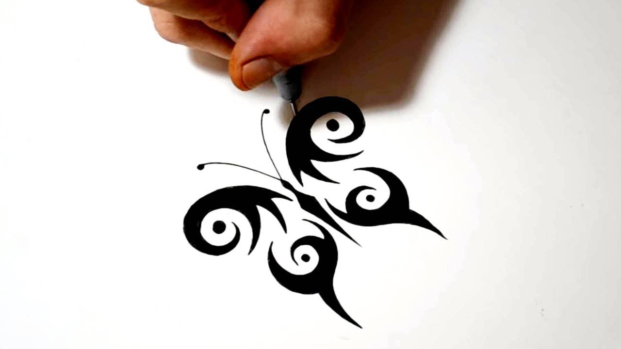 1280x720 Drawing A Simple Symmetrical Tribal Butterfly Tattoo Design
