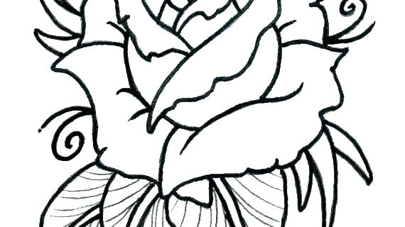 570x320 Drawing Of A Simple Rose Simple Rose Outline Tattoo Designs