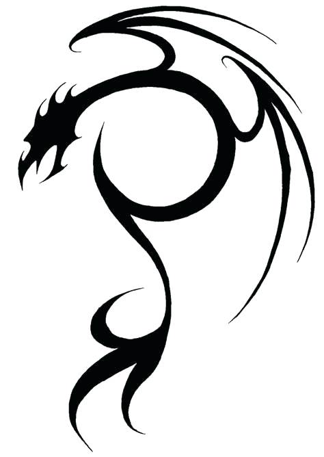 474x668 Simple Dragon Tribal Tattoo Designs Simple Tribal Dragon Drawings
