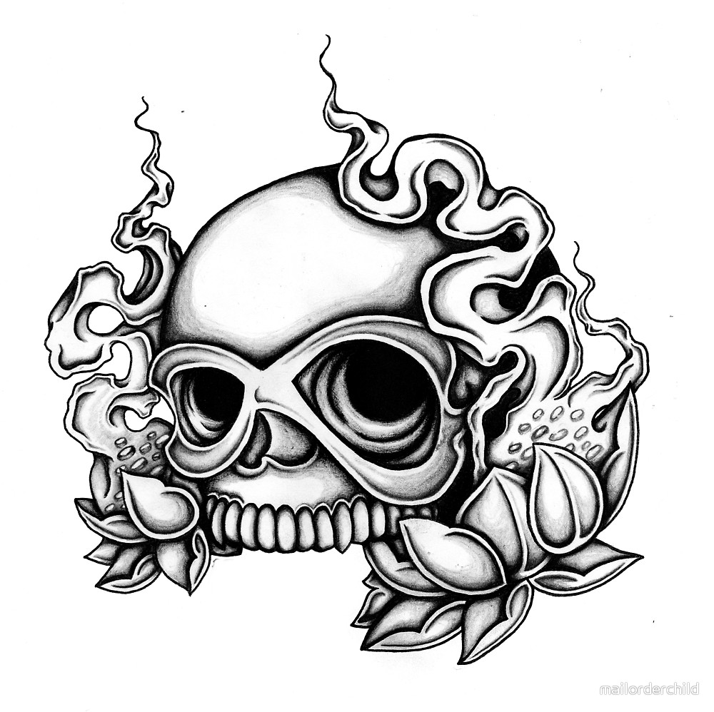 1000x998 Tattoo Flash Skull Card