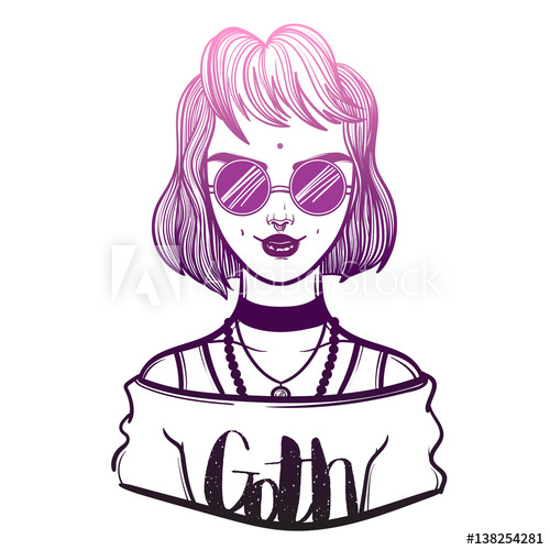 500x500 Cute Vector Art Card With Vampire Gothic Girl Fashion Woman