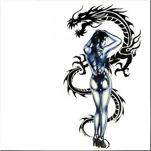 300x300 Car Decoration Decals Stickers Dragon Tattoo Girl Black Ebay