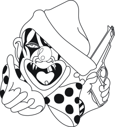 392x435 Evil Jester With Gun Tattoo Design