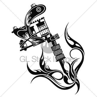 325x325 Tattoo Studio Emblems With Tattoo Machine Gl Stock Images