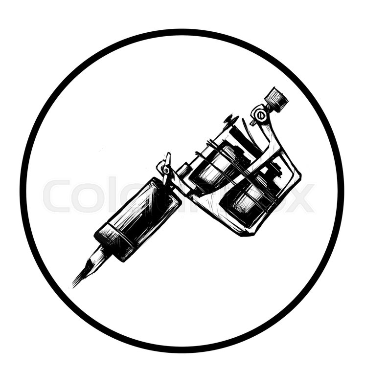 746x800 Tattoo Machine Illustration On White Stock Image Colourbox