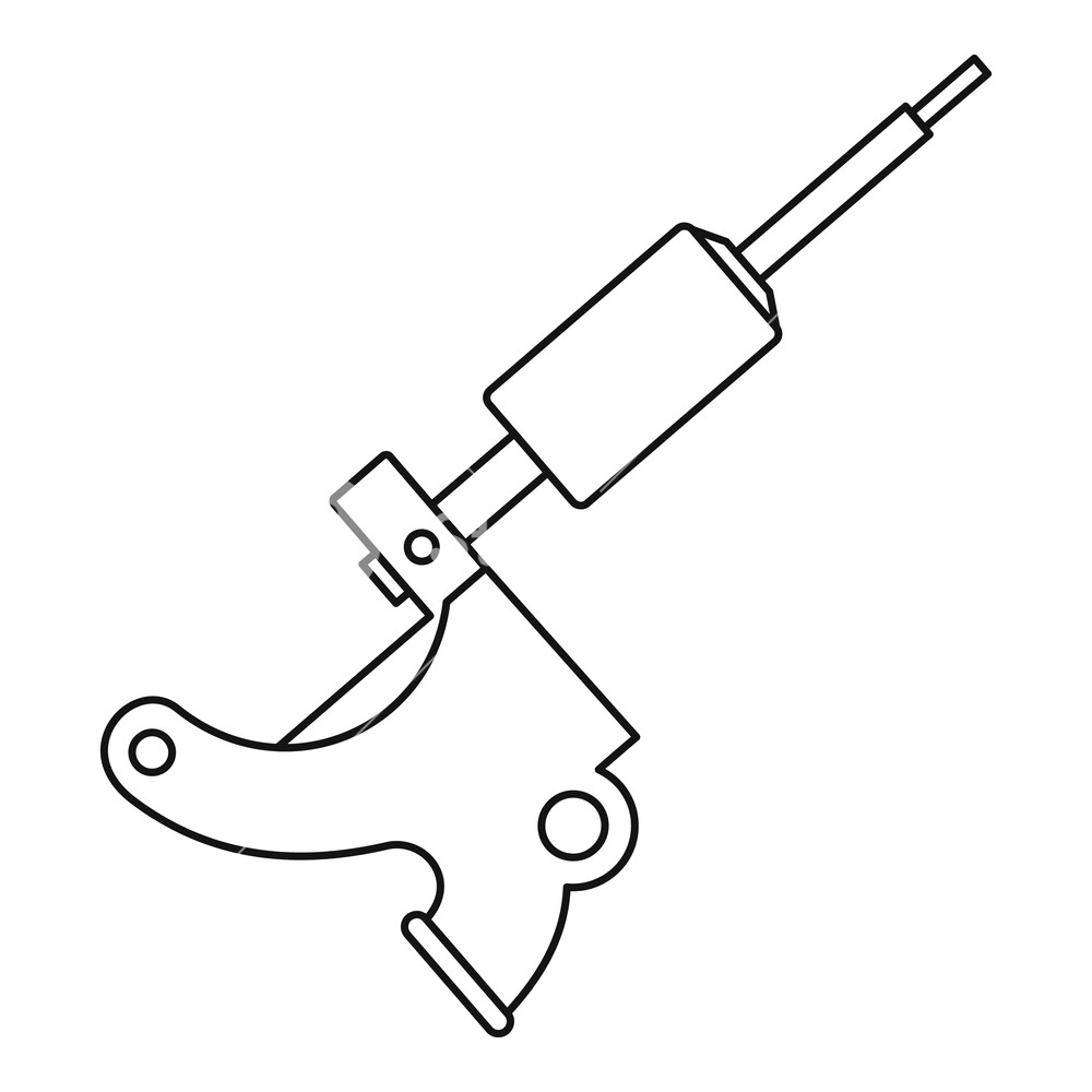 1000x1000 Coil Tattoo Machine Icon In Outline Style Isolated Vector