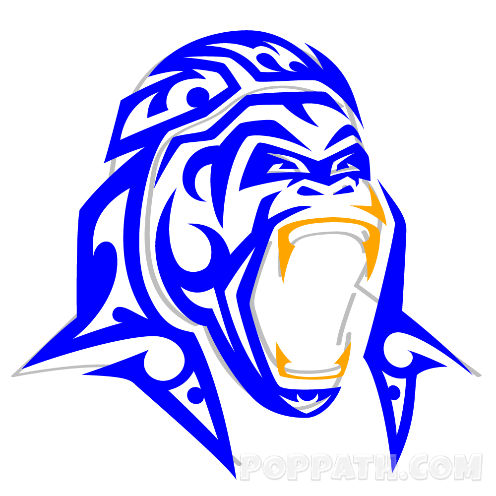 1000x1000 How To Draw A Gorilla Tribal Tattoo Pop Path