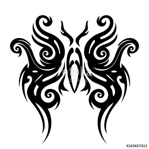 500x500 Tattoo Tribal Design, Stylized Butterflies, Abstract Print, Celtic