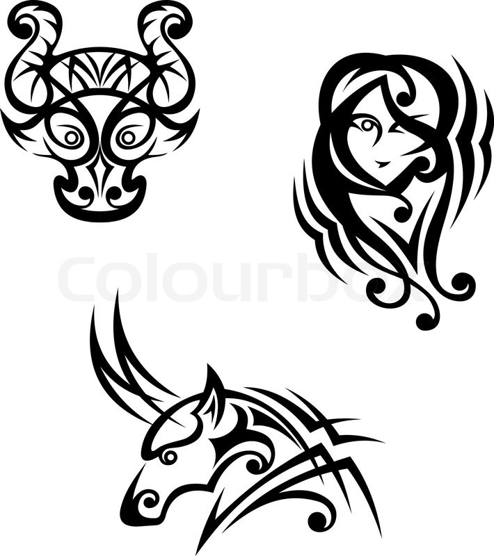 710x800 taurus, virgo and capricorn stock vector colourbox