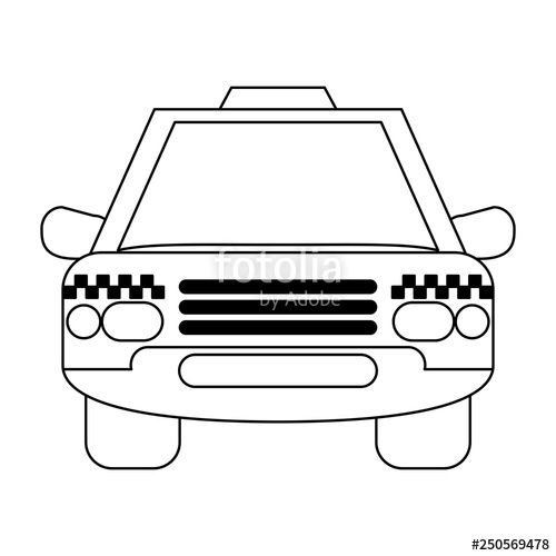500x500 Taxi Cab Vehicle Frontview Black And White Stock Image