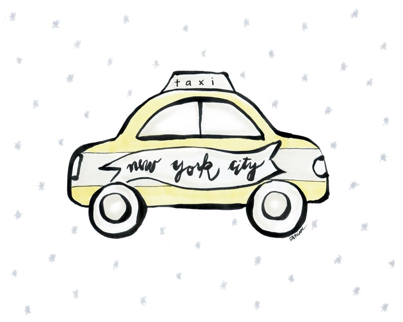 794x635 New York Taxi Art Print Illustration Etsy