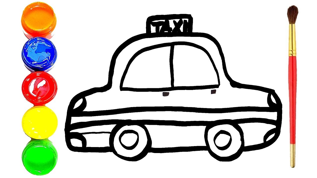 1280x720 Coloring Taxi Drawing For Kids And Painting For Toddlers Learn