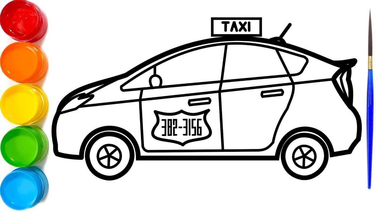 1280x720 Coloring And Drawing A Taxi Drawing And Coloring For Kids