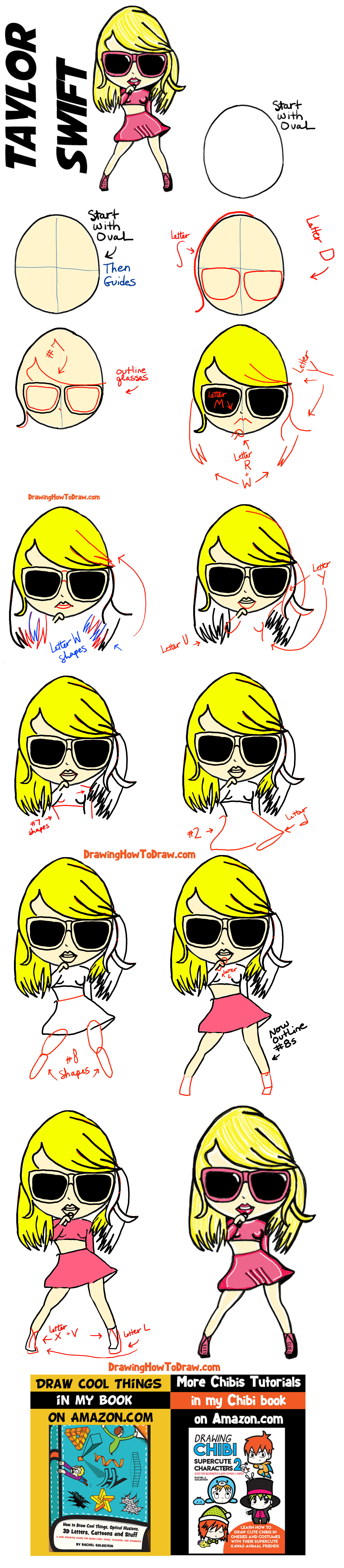 1651x7508 How To Draw Taylor Swift As Cute Cartoon Chibi Drawing Tutorial