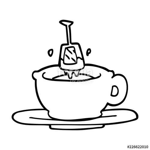 500x500 Line Drawing Cartoon Cup Of Tea Stock Image And Royalty Free