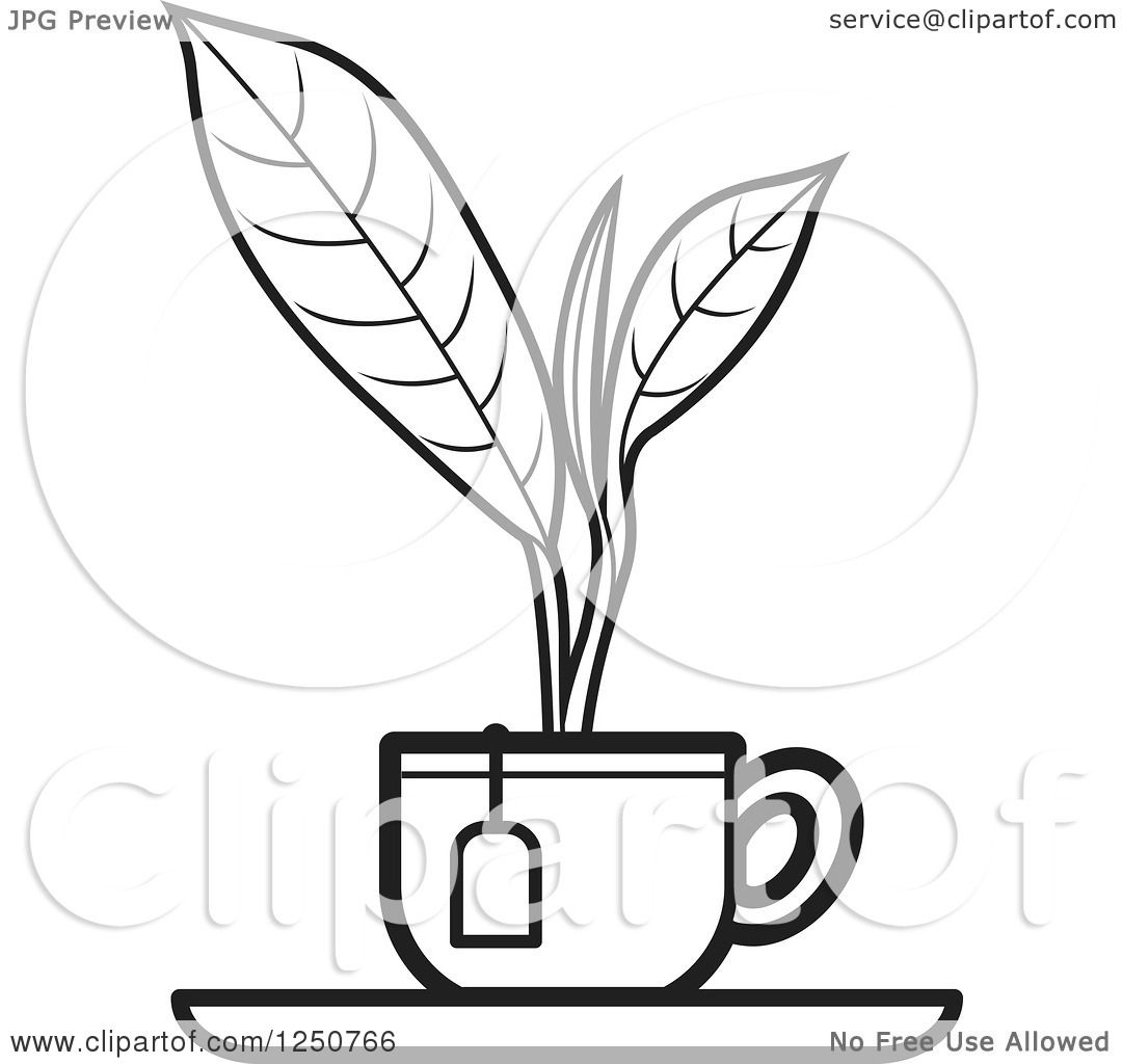 1080x1024 Clipart Of A Black And White Plant Growing From A Tea Cup