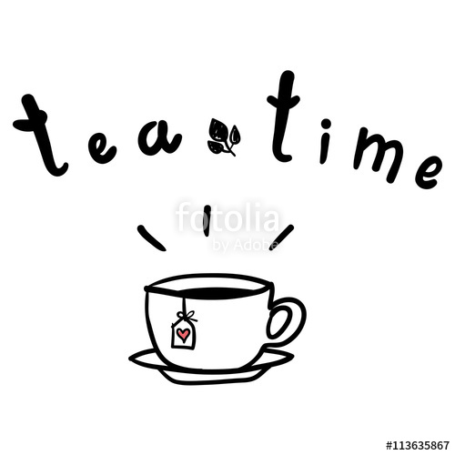 500x500 Tea Time Poster Cup Of Hot Tea Vector Illustration Doodles