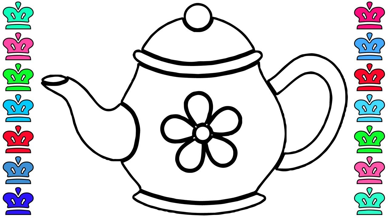 1280x720 Tea Kettle Coloring Page