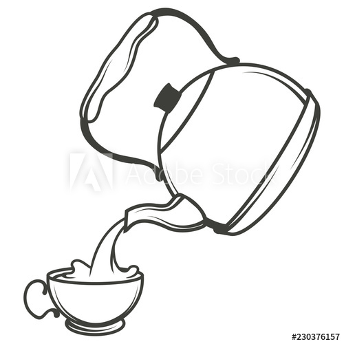 500x500 Vector Illustration Of Tea Kettle, Hand Drawn Teapot On White