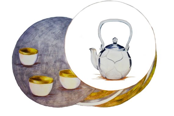 570x380 tea pot with tea cups original drawing stay calm drink tea etsy