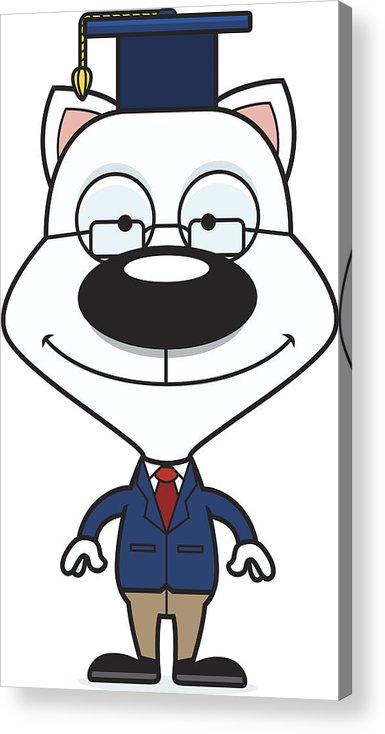 385x734 Cartoon Smiling Teacher Kitten Acrylic Print