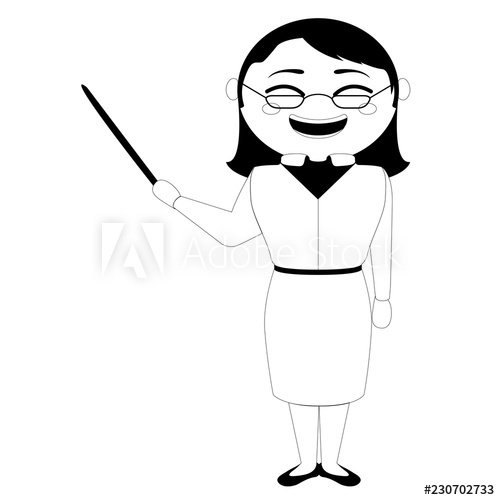 500x500 Asian Teacher Cartoon Character Vector Illustration Design