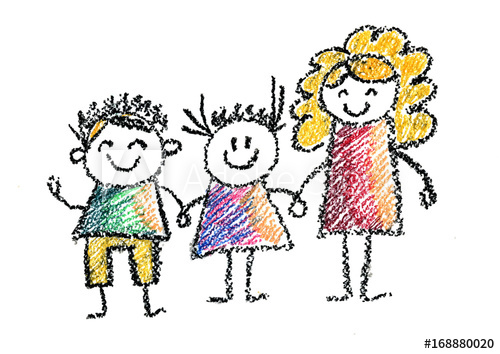 500x354 Children With Teacher Or Mother Kids Drawing Illustration
