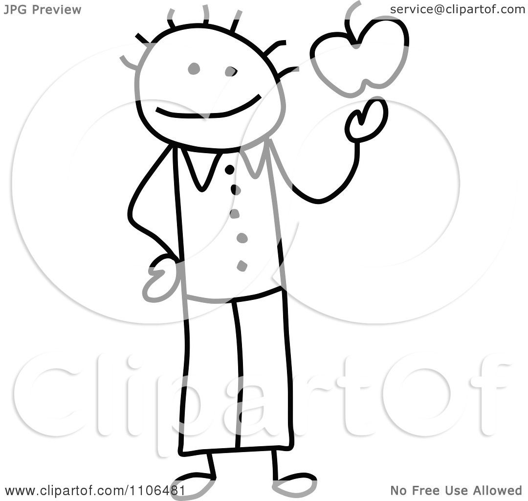 1080x1024 Clipart Black And White Stick Drawing Of A Happy Teacher Holding