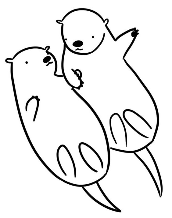 564x712 Otter Clipart Line Drawing