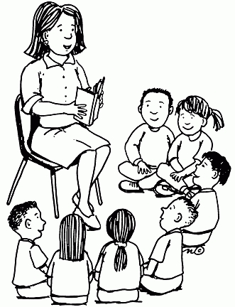 331x432 Teacher Reading Clipart Black And White