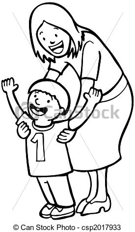 275x470 Mother Teaching Child Line Art Mom Helps Her Son Learn To Walk