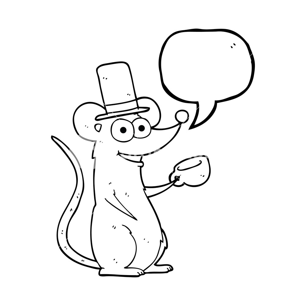 1000x1000 Freehand Drawn Speech Bubble Cartoon Mouse With Teacup Royalty