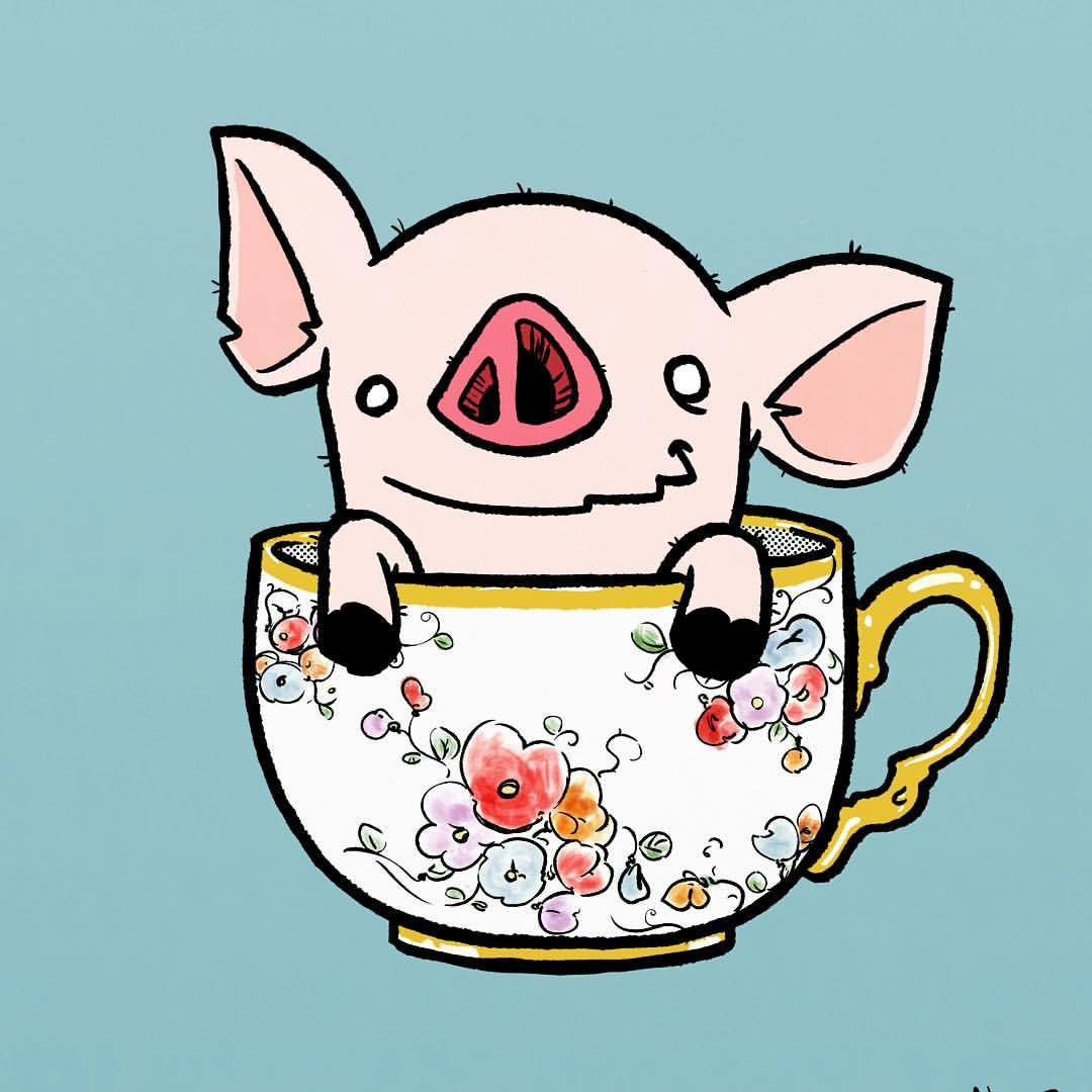 1080x1080 Chris Alvarez Tea Cup Piggie