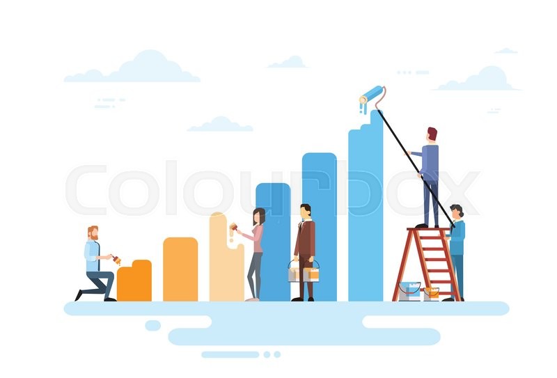 800x543 Business People Team Drawing Financial Stock Vector Colourbox