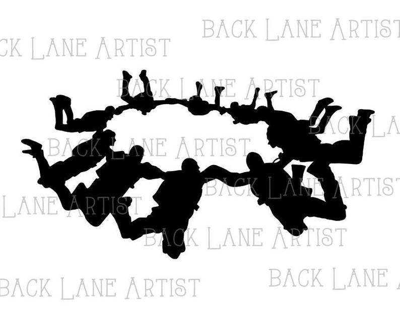 794x630 Team Group Skydiver Skydiving Adventure Silhouette Clipart Etsy