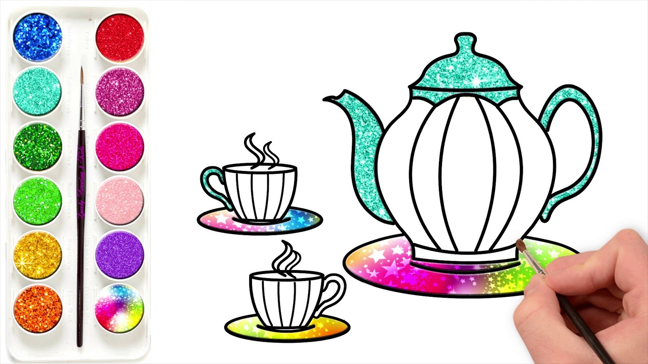 1280x720 Tea Sets Cup Teapot Drawing And Coloring Pages For Kids