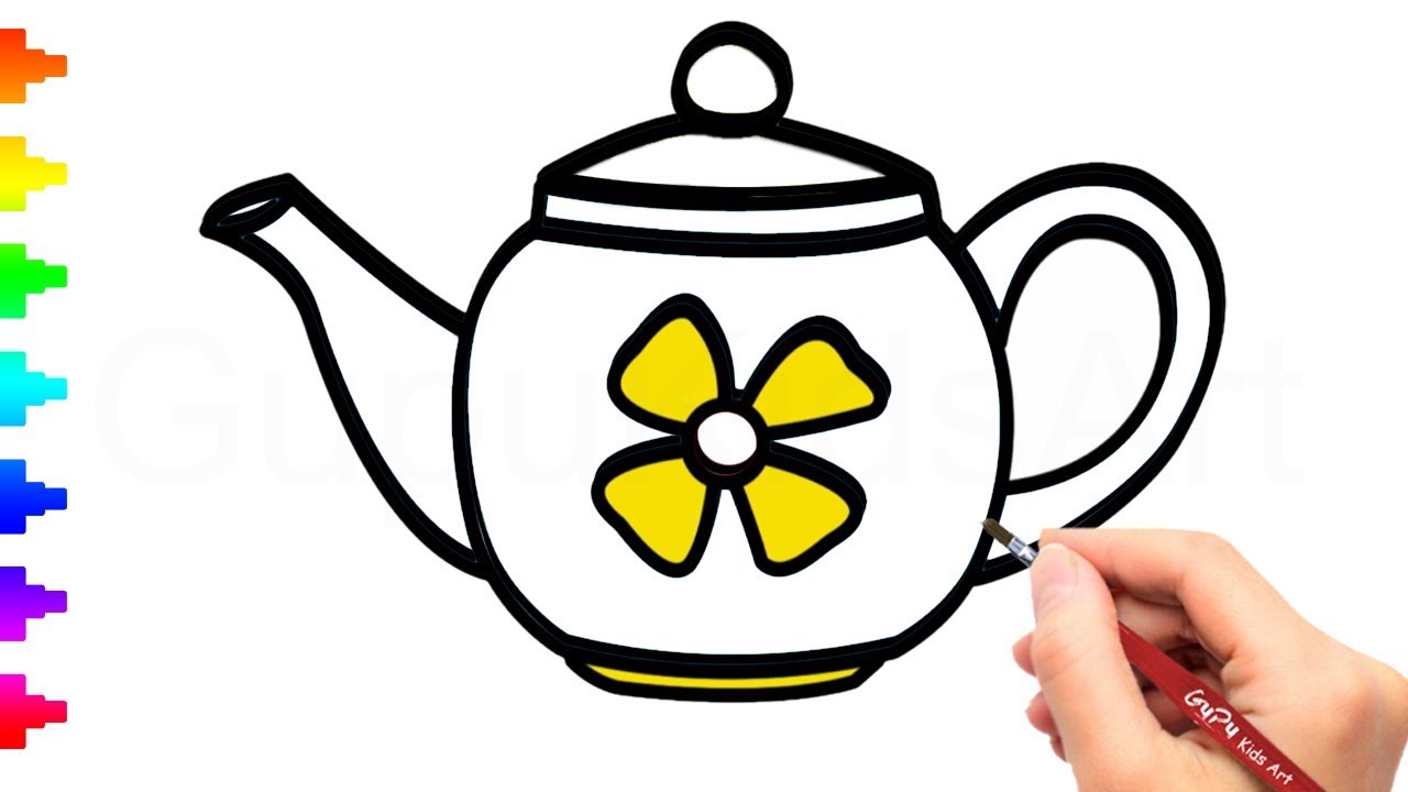 1280x720 Teapot Drawing And Coloring For Kids, Toddlers Gupu Kids Art