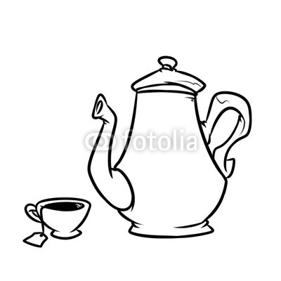 400x400 Teapot Cup Dishes Serving Tea Cartoon Illustration Isolated Image