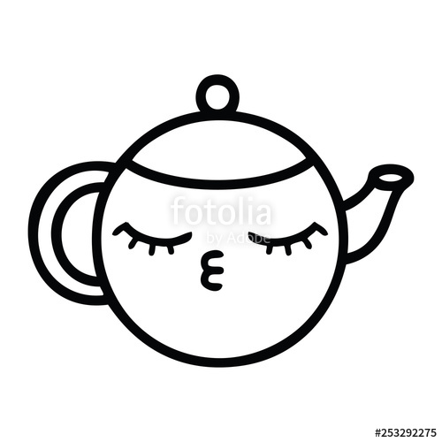 500x500 Line Drawing Cartoon Teapot Stock Image And Royalty Free Vector