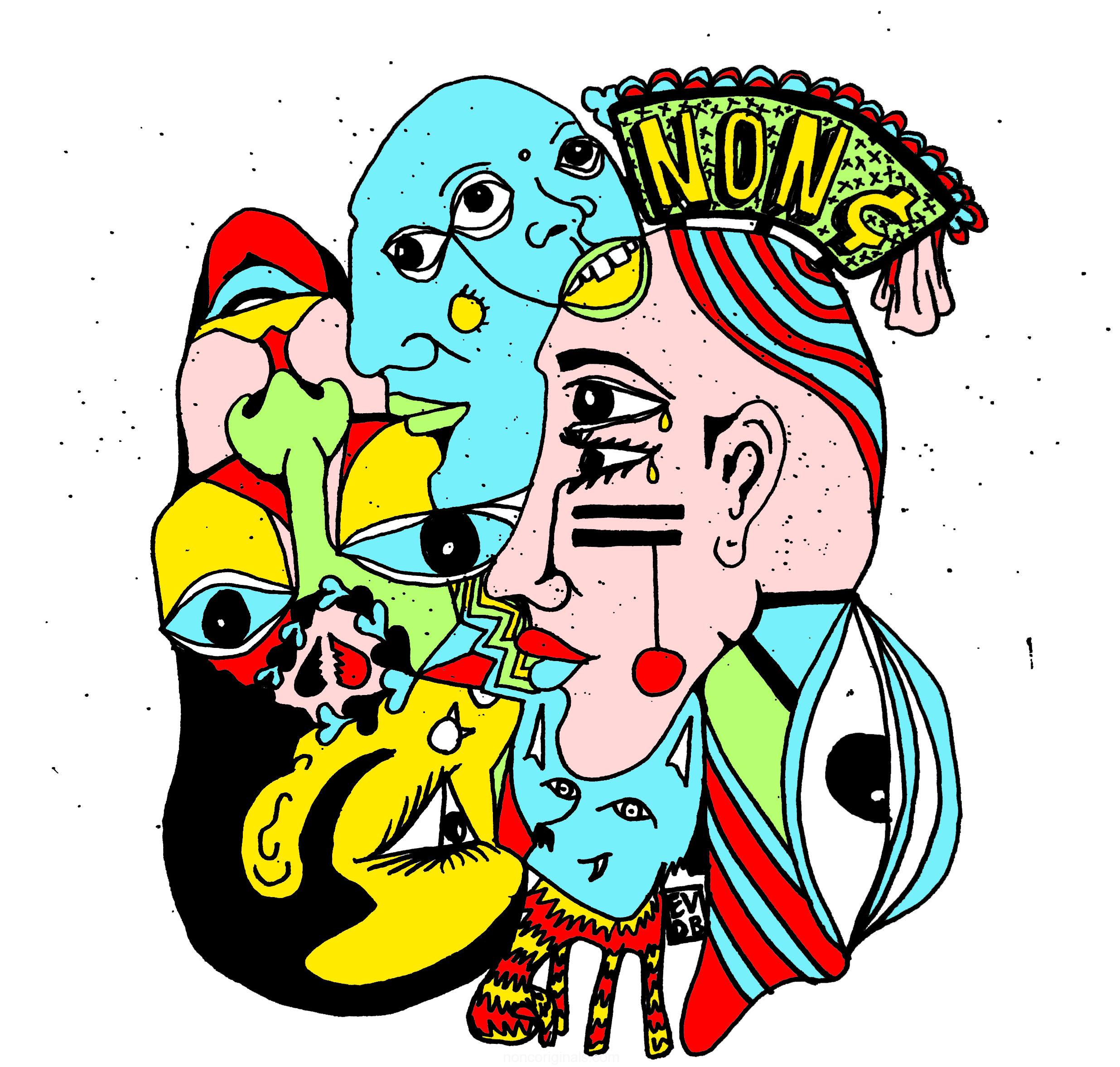 2472x2355 Teardrops Color Line Drawing