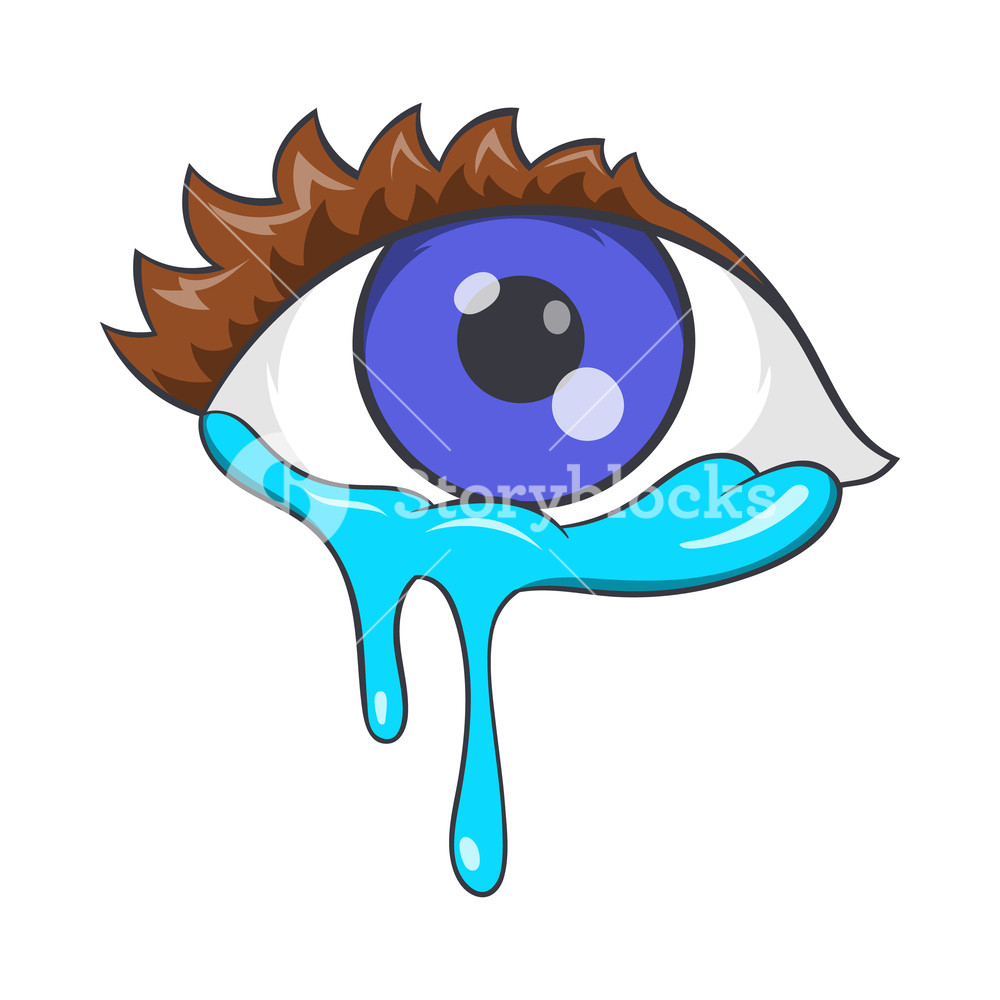 1000x1000 Crying Eyes Icon In Cartoon Style Isolated On White Background
