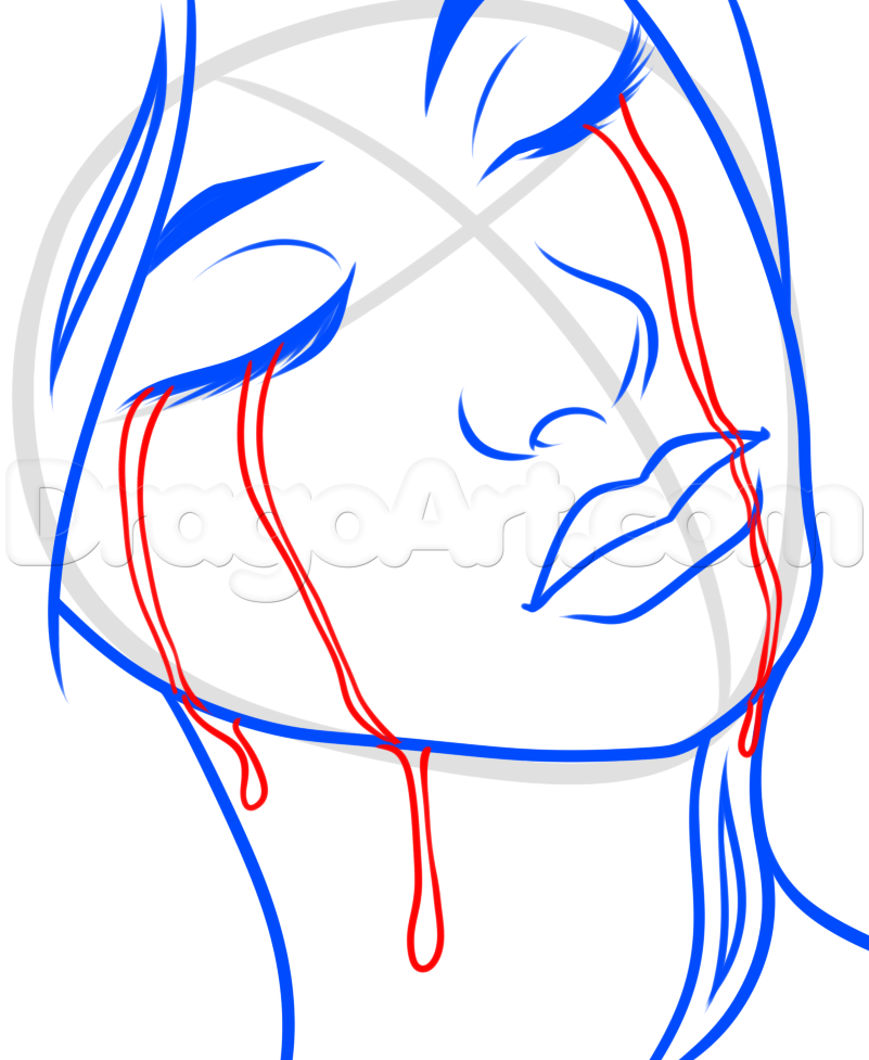 801x977 How To Draw Falling Tears, Step