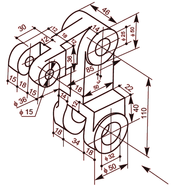 600x615 Orthographic Exercise Cad Drawing Practice Isometric Drawings