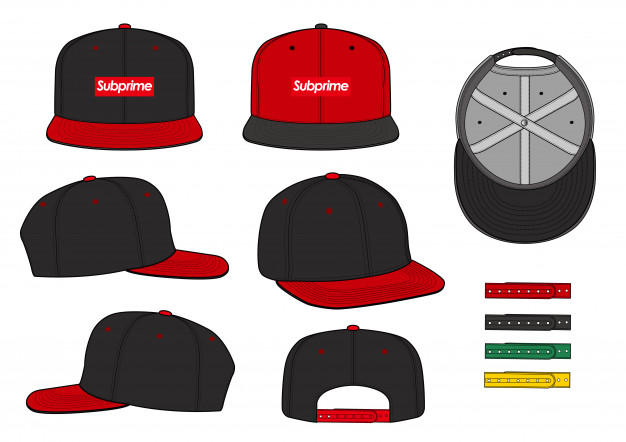 626x442 Snapback Cap Set Fashion Flat Technical Drawing Vector Template